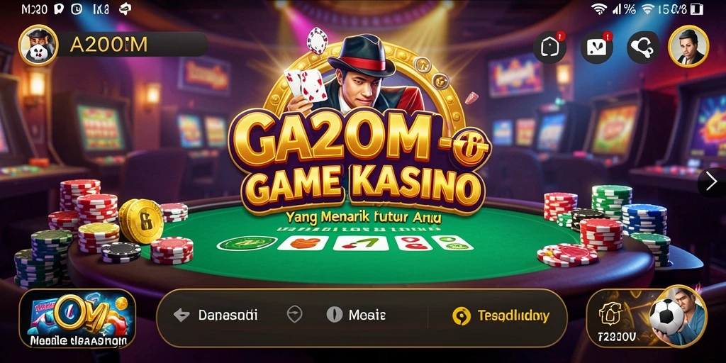 Screenshot gameplay A200M yang menampilkan suasana Kasino yang menegangkan dan mengasyikkan.
