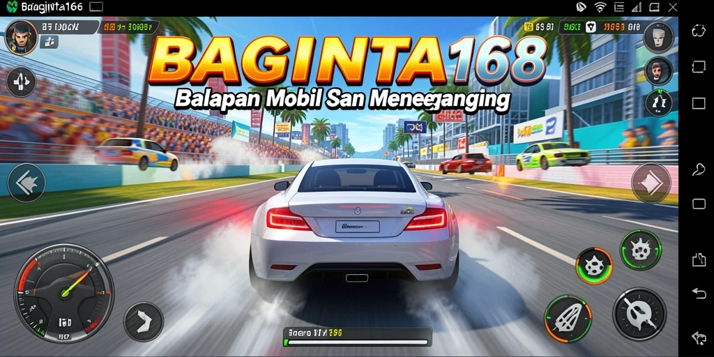 Screenshot dari permainan BAGINTA168 yang menunjukkan balapan seru.
