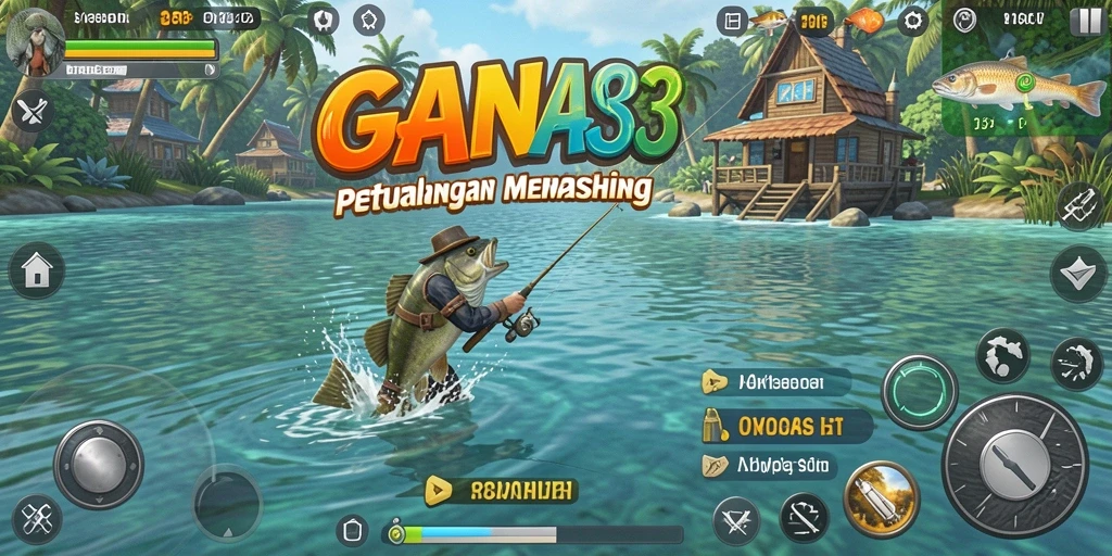 Tampilan menarik dari gameplay GANAS33 saat memancing di lokasi indah.