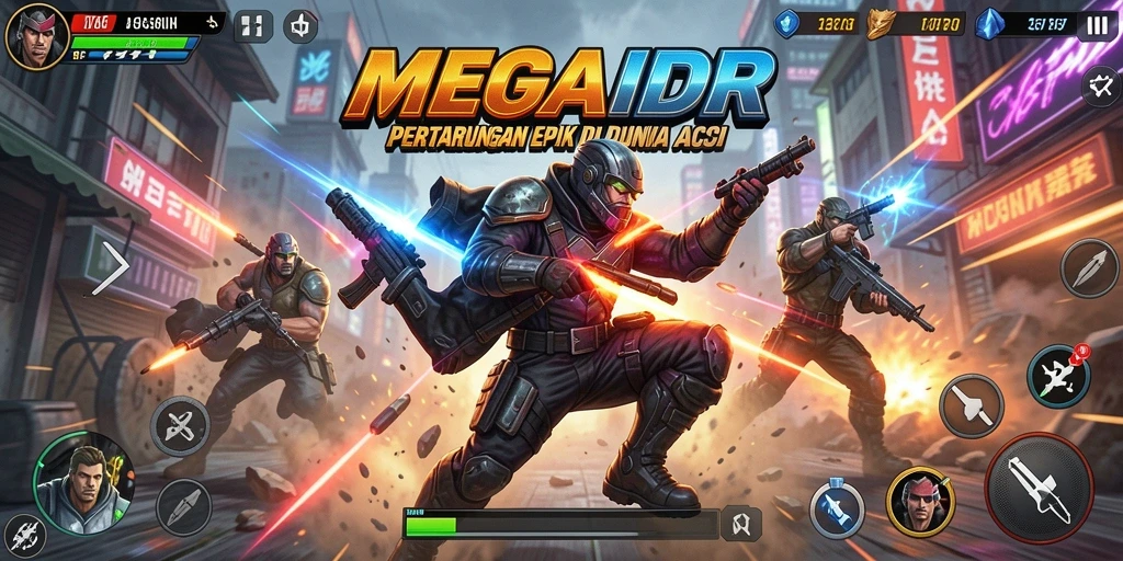 Tampilan gameplay mengesankan dari MEGAIDR dengan aksi yang intens.