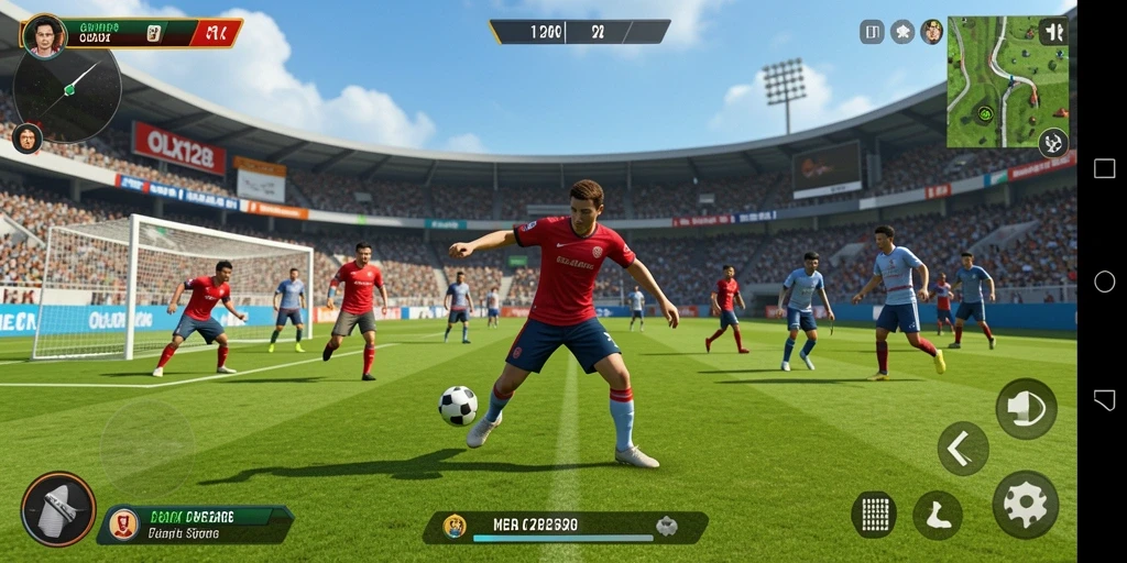 Screenshot gameplay OLX128 menampilkan aksi olahraga yang seru dan mendebarkan.