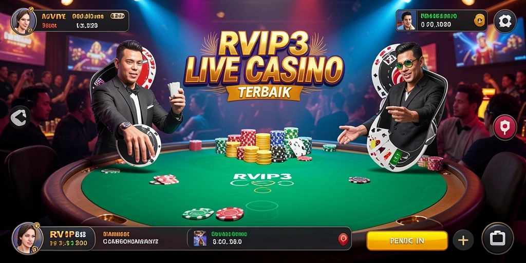 Screenshot menampilkan keseruan bermain Live Casino di RVIP3 dengan dealer langsung.