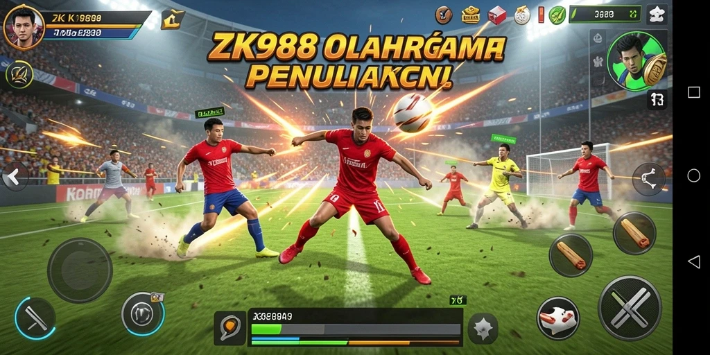 Tangkapan layar menampilkan gameplay penuh aksi dari ZK988 di berbagai cabang olahraga.